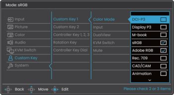 OSD: “Custom-Keys” (Bild: BenQ-Handbuch)