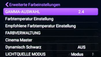 OSD: Farbverwaltung unter "Erweiterte Farbeinstellungen"