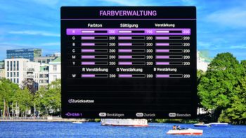 OSD: 6-Achsen-CMS unter "Erweiterte Farbeinstellungen"