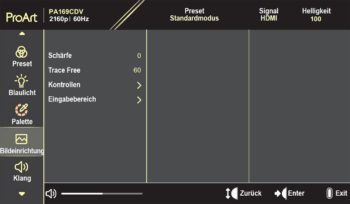 OSD: Bildeinrichtung (Bild: ASUS-Handbuch)