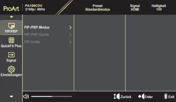 OSD: PiP-/PbP-Modus (Bild: ASUS-Handbuch)