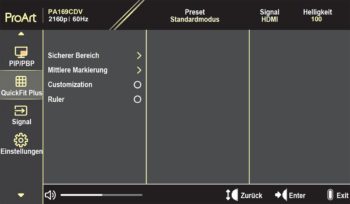 OSD: QuickFit Plus (Bild: ASUS-Handbuch)