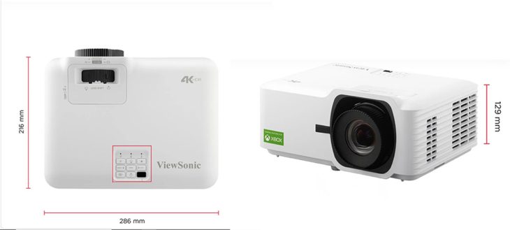 Abmessungen (Screenshot: ViewSonic-Datenblatt)