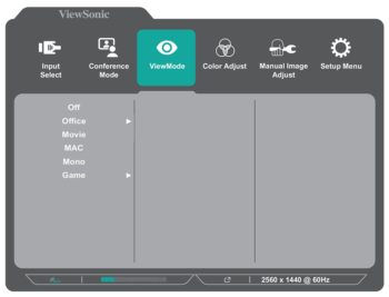 OSD: Ansichtsmodus (Bild: ViewSonic-Handbuch)