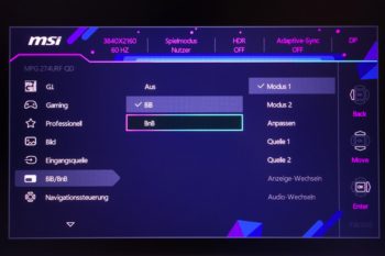 OSD: Es stehen umfangreiche Einstellungsmöglichkeiten zur Verfügung