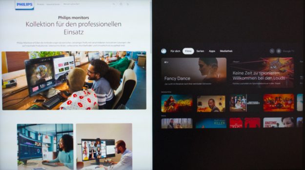 Links 1920 x 2160, rechts Chromecast mit 1080p