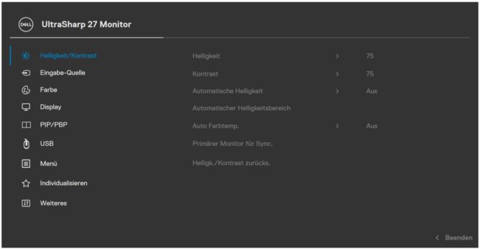 OSD (Screenshot: Dell-Handbuch)