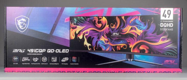 MSI MPG 491CQPDE QD-OLED: Beeindruckender Karton mit einer Breite von 1,33 m