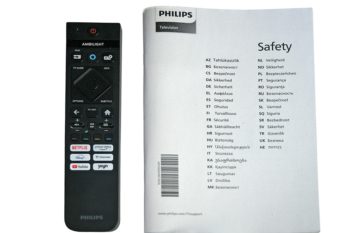 Philips 55PUS8909 Lieferumfang: Fernbedienung inklusive Batterien und Sicherheitsbroschüre