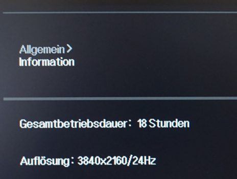 OSD: Information bei 4K-Zuspielung