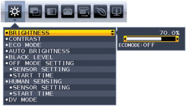 OSD (Screenshot: Sharp-Handbuch)
