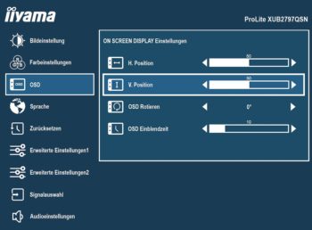 OSD: OSD-Einstellungen (Bild: iiyama-Handbuch)
