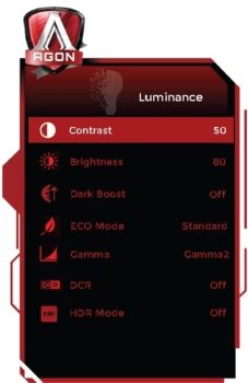 OSD: Luminance-Einstellungen (Quelle: AOC-Handbuch)