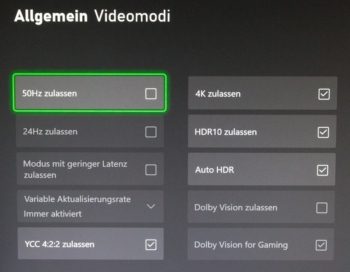 Einstelloptionen auf einer Xbox Series X - 1