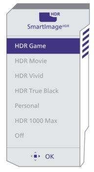 OSD: SmartImage “HDR” (Screenshot: Philips-Handbuch)