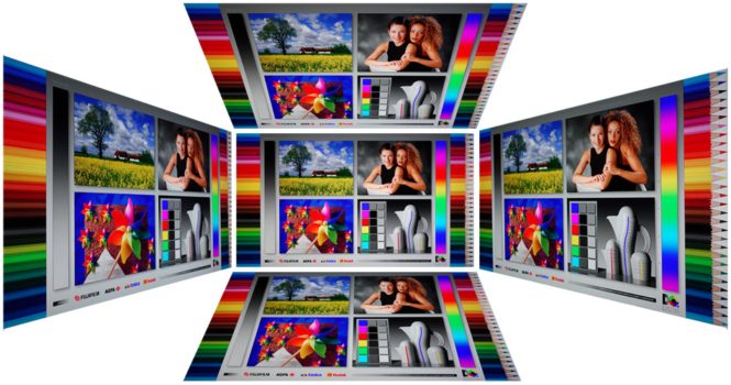 Blickwinkeltest der Farbwerte vom OLED-Panel des ViewSonic XG272-2K-OLED