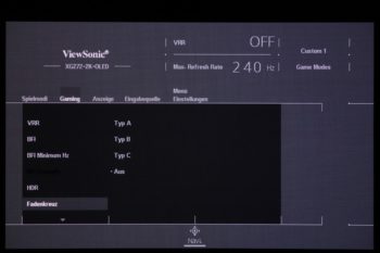 OSD Fadenkreuz: Drei verschiedene Designs und Farben stehen zur Auswahl