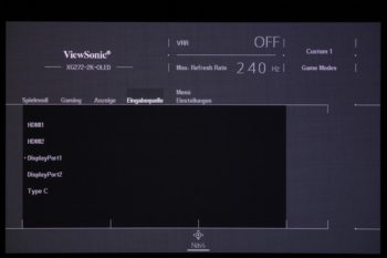 OSD Eingabequelle: Auswahl des Signaleingangs