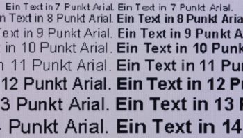 Darstellung von Schrift bei Full-HD-Auflösung und Schärfe 100