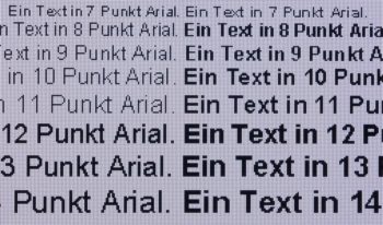 Darstellung von Schrift bei nativer Auflösung und Schärfe 75