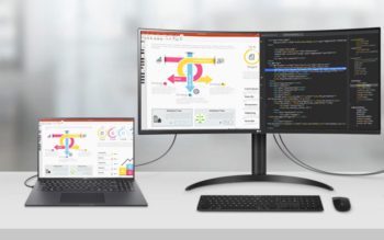 LG: UWQHD-Monitor mit 100 Hz, USB-C und 65 Watt PD LG UltraWide 34WR55QK (Bild: LG)