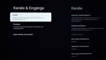 OSD: Kanäle und Eingänge