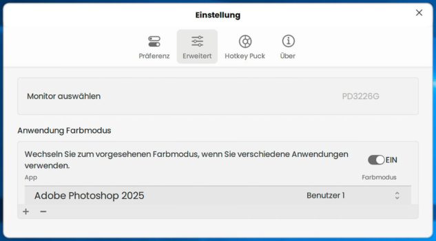 Display Pilot 2: Verknüpfung von Farbmodi mit Anwendungen (Bild: Display Pilot 2)