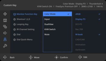 OSD: Custom-Keys (Bild: BenQ-Handbuch)