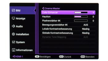 OSD: "Dynamic Tone Mapping" auf "Aus"
