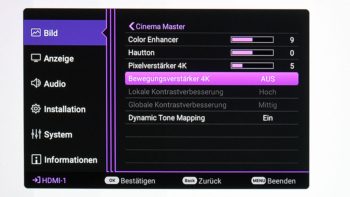 OSD: "Dynamic Tone Mapping" auf "Ein"