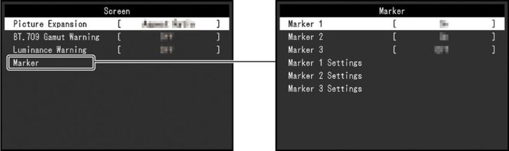 OSD: Screen/Bildparameter (Bild: EIZO-Handbuch)
