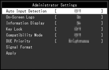 OSD: Administrator-Einstellungen (Bild: EIZO-Handbuch)