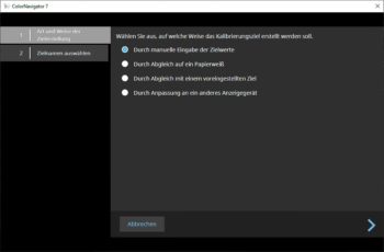 ColorNavigator: Art der Zielerstellung (Screenshot der Anwendung)