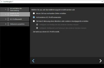 ColorNavigator: Quelle für die Zielerstellung (Screenshot der Anwendung)