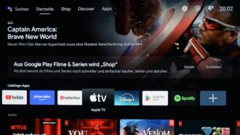 Android TV: Startseite mit Netflix und Prime Video