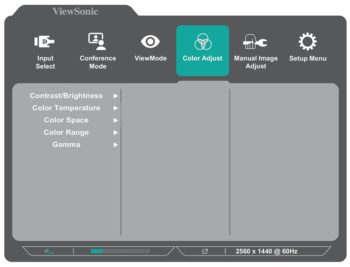 OSD: Farbeinstellungen (Bild: ViewSonic-Handbuch)