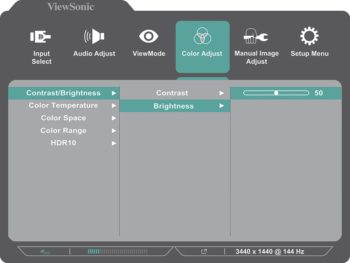 OSD: Farbeinstellungen (Bild: ViewSonic-Handbuch)