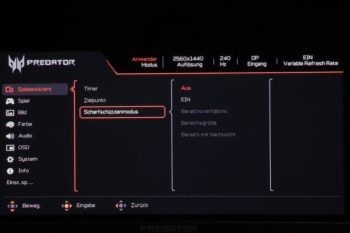 OSD: Timer, Zielpunkt (Fadenkreuz) und ein Scharfschützenmodus stehen zur Verfügung
