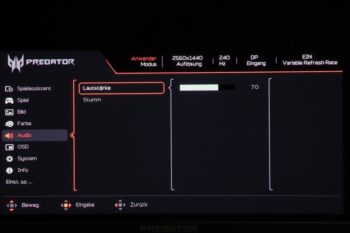OSD Audio: Ein Lautstärkeregler und eine Stummschaltung sind verfügbar