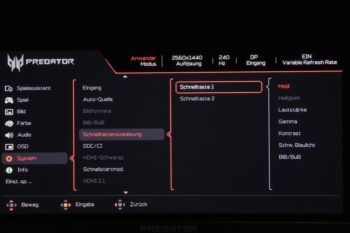 Schnelltastenzuweisung: Zwei Optionen im OSD-Startmenü lassen sich individuell belegen