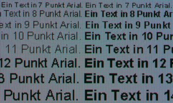 Darstellung von Schrift bei HD-Auflösung; "Superscharf" auf "Ein"