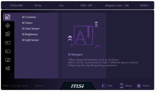 OSD-Menü Hauptebene