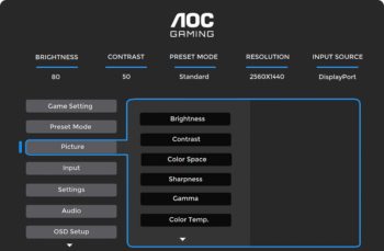 OSD: Bildeinstellungen (Bild: AOC-Handbuch)