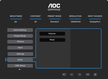 OSD: Audio (Bild: AOC-Handbuch)