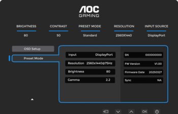 OSD: Informationen (Bild: AOC-Handbuch)