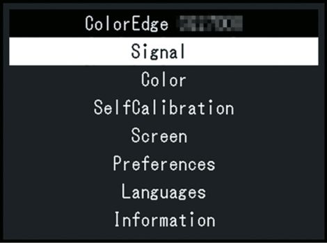 OSD: Hauptmenü (Bild: EIZO-Handbuch)