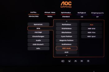 OSD: HDR-Einstellungen und Unterseite 3 im Bildmen&uuml;
