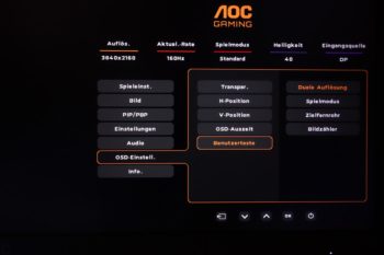 OSD-Einstellungen und die Benutzertaste sind hier zu finden