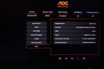 OSD: Als letzte Kategorie gibt es ein paar Informationen zum Monitor
