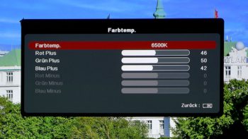 OSD: Farbtemperatur -> Gain/Offset